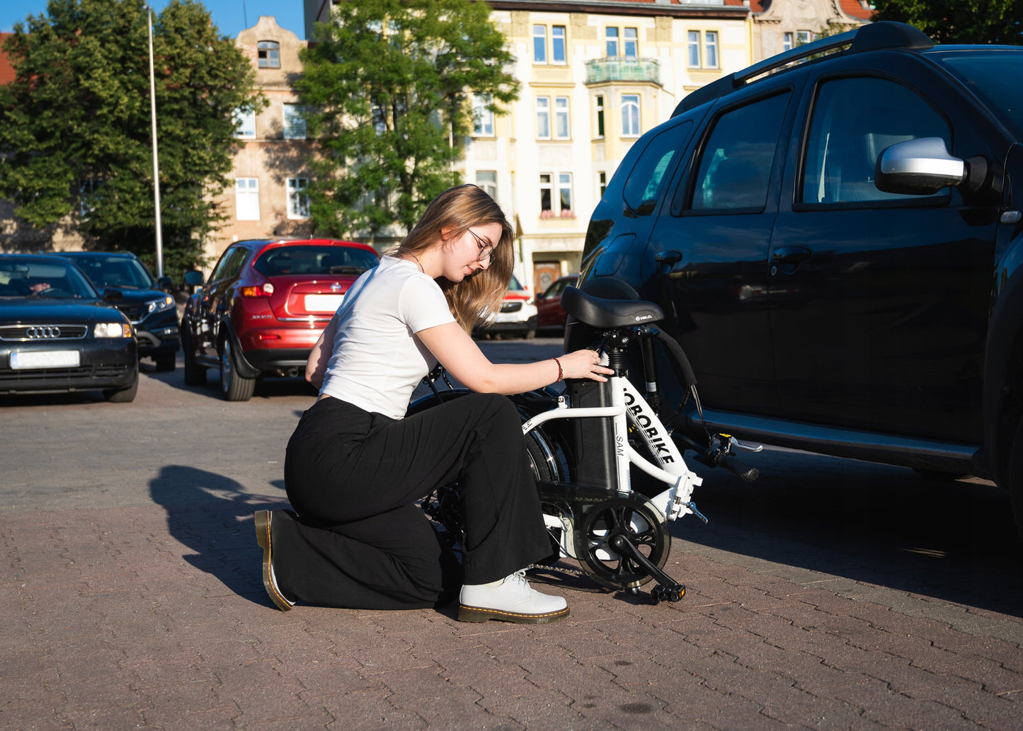 Rower elektryczny Jobo E-bike SAM Biały Składany